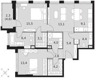 3-BD Apartment Sale, 83.9 sq. m. at Sydney City, Shenogina Street, 2, Moscow, Russia #3 3-BD Apartment Sale, 83.9 sq. m. at Sydney City, Shenogina Street, 2, Moscow, Russia #3