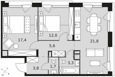 3-BD Apartment Sale, 65.6 sq. m. at The Lake, Snezhnaya Street, 22, Moscow, Russia #3 3-BD Apartment Sale, 65.6 sq. m. at The Lake, Snezhnaya Street, 22, Moscow, Russia #3