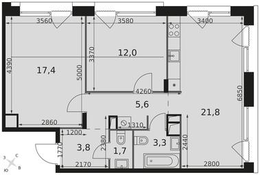 3-BD Apartment Sale, 65.6 sq. m. at The Lake, Snezhnaya Street, 22, Moscow, Russia #4