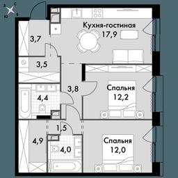 2-BD Apartment Sale, 67.9 sq. m. at The Lake, Snezhnaya Street, 22, Moscow, Russia #2