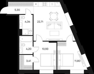 2-BD Apartment Sale, 62.6 sq. m. at Forst, Avtozavodskaya Street, 24, Moscow, Russia #4