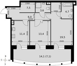 2-BD Apartment Sale, 73.2 sq. m. at Sydney City, Shenogina Street, 2, Moscow, Russia #4