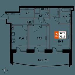 2-BD Apartment Sale, 73.2 sq. m. at Sydney City, Shenogina Street, 2, Moscow, Russia #2 2-BD Apartment Sale, 73.2 sq. m. at Sydney City, Shenogina Street, 2, Moscow, Russia #2