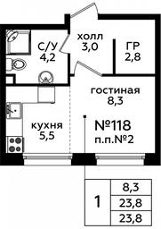 Apartment Sale, 23.9平方米 at Eko Bunino, prospekt Kuprina, 34к1, Sosenskoye Settlement, Moscow, Russia #3 Apartment Sale, 23.9平方米 at Eko Bunino, prospekt Kuprina, 34к1, Sosenskoye Settlement, Moscow, Russia #3