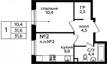 Apartment Sale, 31.5平方米 at Eko Bunino, prospekt Kuprina, 34к1, Sosenskoye Settlement, Moscow, Russia #3 Apartment Sale, 31.5平方米 at Eko Bunino, prospekt Kuprina, 34к1, Sosenskoye Settlement, Moscow, Russia #3