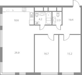 3-BD Apartment Sale, 90.2 sq. m. at West Tower, Aminyevskoye Highway, 6, Moscow, Russia #4