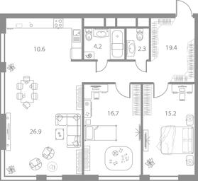 3-BD Apartment Sale, 90.2 sq. m. at West Tower, Aminyevskoye Highway, 6, Moscow, Russia #3