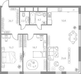 3-BD Apartment Sale, 90.2 sq. m. at West Tower, Aminyevskoye Highway, 6, Moscow, Russia #3 3-BD Apartment Sale, 90.2 sq. m. at West Tower, Aminyevskoye Highway, 6, Moscow, Russia #3