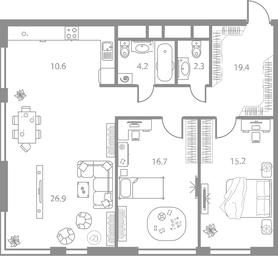 3-BD Apartment Sale, 90.2 sq. m. at West Tower, Aminyevskoye Highway, 6, Moscow, Russia #3 3-BD Apartment Sale, 90.2 sq. m. at West Tower, Aminyevskoye Highway, 6, Moscow, Russia #3