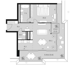 1-BD Apartment Sale, 79平方米 at Badaevskiy, Kutuzovsky Avenue, 12с3, Moscow, Russia #3