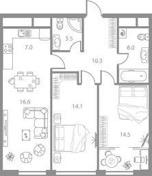 3-BD Apartment Sale, 72 sq. m. at West Tower, Aminyevskoye Highway, 6, Moscow, Russia #3 3-BD Apartment Sale, 72 sq. m. at West Tower, Aminyevskoye Highway, 6, Moscow, Russia #3