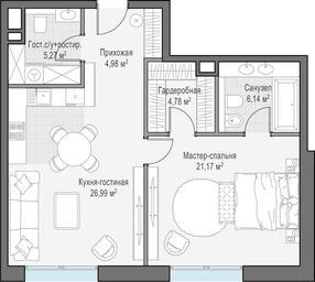 1-BD Apartment Sale, 69.4平方米 at Ilinka 3/8, Ilyinka Street, 3/8с4, Moscow, Russia #3