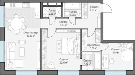 1-BD Apartment Sale, 88.2 sq. m. at Ilinka 3/8, Ilyinka Street, 3/8с4, Moscow, Russia #4