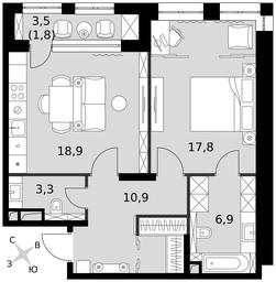 1-BD Apartment Sale, 59.4 sq. m. at Sydney City, Shenogina Street, 2, Moscow, Russia #4