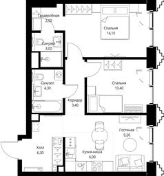 2-BD Apartment Sale, 59.2 sq. m. at SET, Vereyskaya Street, Moscow, Russia #2 2-BD Apartment Sale, 59.2 sq. m. at SET, Vereyskaya Street, Moscow, Russia #2