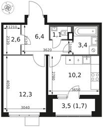 1-BD Apartment Sale, 37.7 sq. m. at 1 Himkinskij, zhiloy kompleks 1-y Khimkinskiy, kvartal Mezhdunarodny, mikrorayon Klyazma-Starbeyevo, Khimki, Moscow Region, Russia #4
