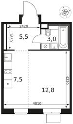 Apartment Sale, 28.8 sq. m. at 1 Himkinskij, zhiloy kompleks 1-y Khimkinskiy, kvartal Mezhdunarodny, mikrorayon Klyazma-Starbeyevo, Khimki, Moscow Region, Russia #2