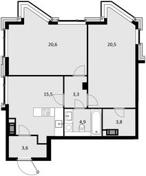 2-BD Apartment Sale, 72.3 sq. m. at Crystal, Generala Glagoleva Street, 16с1, Moscow, Russia #4