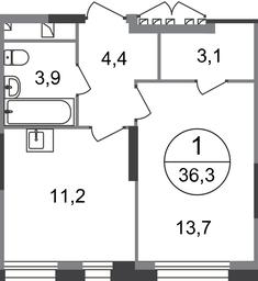 Apartment Sale, 36.3平方米 at Pervyi Moskovskiy, ulitsa Bianki, 1, Moskovskiy, Moscow, Russia #2 Apartment Sale, 36.3平方米 at Pervyi Moskovskiy, ulitsa Bianki, 1, Moskovskiy, Moscow, Russia #2