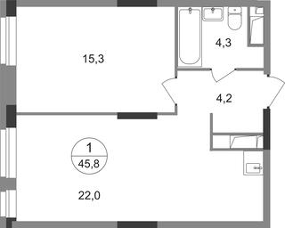 Apartment Sale, 45.8 sq. m. at Pervyi Moskovskiy, ulitsa Bianki, 1, Moskovskiy, Moscow, Russia #2 Apartment Sale, 45.8 sq. m. at Pervyi Moskovskiy, ulitsa Bianki, 1, Moskovskiy, Moscow, Russia #2