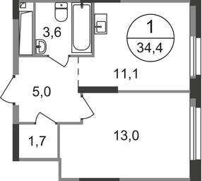 Apartment Sale, 34.4 sq. m. at Pervyi Moskovskiy, ulitsa Bianki, 1, Moskovskiy, Moscow, Russia #2