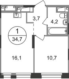 Apartment Sale, 34.7 sq. m. at Pervyi Moskovskiy, ulitsa Bianki, 1, Moskovskiy, Moscow, Russia #2