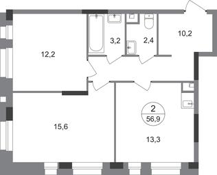 2-BD Apartment Sale, 56.9平方米 at Pervyi Moskovskiy, ulitsa Bianki, 1, Moskovskiy, Moscow, Russia #2 2-BD Apartment Sale, 56.9平方米 at Pervyi Moskovskiy, ulitsa Bianki, 1, Moskovskiy, Moscow, Russia #2