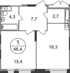 Apartment Sale, 46.4平方米 at Pervyi Moskovskiy, ulitsa Bianki, 1, Moskovskiy, Moscow, Russia #2