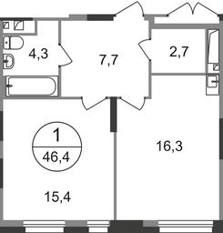 Apartment Sale, 46.4平方米 at Pervyi Moskovskiy, ulitsa Bianki, 1, Moskovskiy, Moscow, Russia #2 Apartment Sale, 46.4平方米 at Pervyi Moskovskiy, ulitsa Bianki, 1, Moskovskiy, Moscow, Russia #2