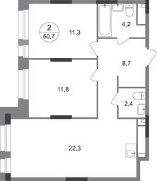 2-BD Apartment Sale, 60.7平方米 at Pervyi Moskovskiy, ulitsa Bianki, 1, Moskovskiy, Moscow, Russia #2 2-BD Apartment Sale, 60.7平方米 at Pervyi Moskovskiy, ulitsa Bianki, 1, Moskovskiy, Moscow, Russia #2