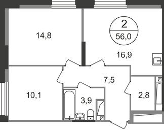 2-BD Apartment Sale, 56 sq. m. at Pervyi Moskovskiy, ulitsa Bianki, 1, Moskovskiy, Moscow, Russia #2