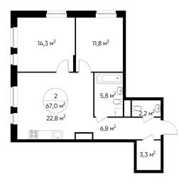 2-BD Apartment Sale, 67 sq. m. at Pervyi Moskovskiy, ulitsa Bianki, 1, Moskovskiy, Moscow, Russia #4