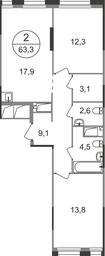 2-BD Apartment Sale, 63.3平方米 at Pervyi Moskovskiy, ulitsa Bianki, 1, Moskovskiy, Moscow, Russia #2 2-BD Apartment Sale, 63.3平方米 at Pervyi Moskovskiy, ulitsa Bianki, 1, Moskovskiy, Moscow, Russia #2