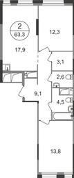 2-BD Apartment Sale, 63.3平方米 at Pervyi Moskovskiy, ulitsa Bianki, 1, Moskovskiy, Moscow, Russia #2 2-BD Apartment Sale, 63.3平方米 at Pervyi Moskovskiy, ulitsa Bianki, 1, Moskovskiy, Moscow, Russia #2