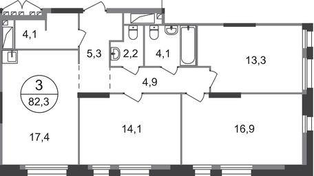 3-BD Apartment Sale, 82.3平方米 at Pervyi Moskovskiy, ulitsa Bianki, 1, Moskovskiy, Moscow, Russia #2 3-BD Apartment Sale, 82.3平方米 at Pervyi Moskovskiy, ulitsa Bianki, 1, Moskovskiy, Moscow, Russia #2