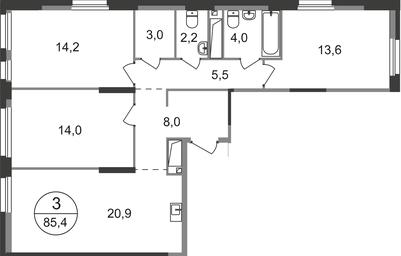 3-BD Apartment Sale, 85.4 sq. m. at Pervyi Moskovskiy, ulitsa Bianki, 1, Moskovskiy, Moscow, Russia #2 3-BD Apartment Sale, 85.4 sq. m. at Pervyi Moskovskiy, ulitsa Bianki, 1, Moskovskiy, Moscow, Russia #2