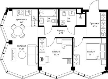 2-BD Apartment Sale, 58.29平方米 at MIRA, Mira Avenue, Moscow, Russia #3 2-BD Apartment Sale, 58.29平方米 at MIRA, Mira Avenue, Moscow, Russia #3