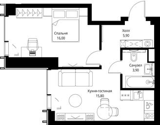 1-BD Apartment Sale, 41.6 sq. m. at VEER, Vereyskaya Street, Moscow, Russia #3 1-BD Apartment Sale, 41.6 sq. m. at VEER, Vereyskaya Street, Moscow, Russia #3