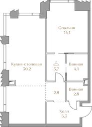1-BD Apartment Sale, 63平方米 at Luzhniki Collection, Luzhnetskaya Embankment, 2/4с17, Moscow, Russia #4