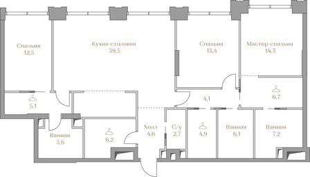 3-BD Apartment Sale, 134.9 sq. m. at Luzhniki Collection, Luzhnetskaya Embankment, 2/4с17, Moscow, Russia #3