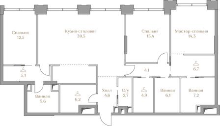 3-BD Apartment Sale, 134.9 sq. m. at Luzhniki Collection, Luzhnetskaya Embankment, 2/4с17, Moscow, Russia #2