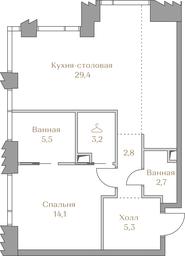 1-BD Apartment Sale, 63平方米 at Luzhniki Collection, Luzhnetskaya Embankment, 2/4с17, Moscow, Russia #2 1-BD Apartment Sale, 63平方米 at Luzhniki Collection, Luzhnetskaya Embankment, 2/4с17, Moscow, Russia #2