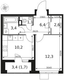 1-BD Apartment Sale, 37.7 sq. m. at 1 Himkinskij, zhiloy kompleks 1-y Khimkinskiy, kvartal Mezhdunarodny, mikrorayon Klyazma-Starbeyevo, Khimki, Moscow Region, Russia #2