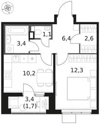 1-BD Apartment Sale, 37.7 sq. m. at 1 Himkinskij, zhiloy kompleks 1-y Khimkinskiy, kvartal Mezhdunarodny, mikrorayon Klyazma-Starbeyevo, Khimki, Moscow Region, Russia #3