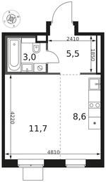 Apartment Sale, 28.8 sq. m. at 1 Himkinskij, zhiloy kompleks 1-y Khimkinskiy, kvartal Mezhdunarodny, mikrorayon Klyazma-Starbeyevo, Khimki, Moscow Region, Russia #2 Apartment Sale, 28.8 sq. m. at 1 Himkinskij, zhiloy kompleks 1-y Khimkinskiy, kvartal Mezhdunarodny, mikrorayon Klyazma-Starbeyevo, Khimki, Moscow Region, Russia #2