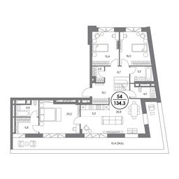 4-BD Apartment Sale, 134.3平方米 at Kosmo 4/22, Kosmodamianskaya Embankment, 4/22с8, Moscow, Russia #4