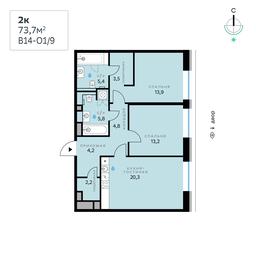 2-BD Apartment Sale, 73.6平方米 at SberCity, zhiloy kompleks Sbersiti, Rublyovo-Arkhangelskoye Microdistrict, Moscow, Russia #2 2-BD Apartment Sale, 73.6平方米 at SberCity, zhiloy kompleks Sbersiti, Rublyovo-Arkhangelskoye Microdistrict, Moscow, Russia #2