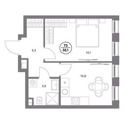 2-BD Apartment Sale, 35.1平方米 at Admiral, Shosseynaya Street, 4А, Moscow, Russia #2 2-BD Apartment Sale, 35.1平方米 at Admiral, Shosseynaya Street, 4А, Moscow, Russia #2