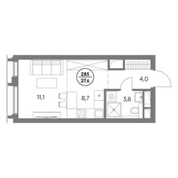 1-BD Apartment Sale, 27.6平方米 at Dom56, Fridrikha Engelsa Street, 56с1, Moscow, Russia #2
