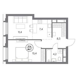 2-BD Apartment Sale, 46.7平方米 at Dom56, Fridrikha Engelsa Street, 56с1, Moscow, Russia #2 2-BD Apartment Sale, 46.7平方米 at Dom56, Fridrikha Engelsa Street, 56с1, Moscow, Russia #2